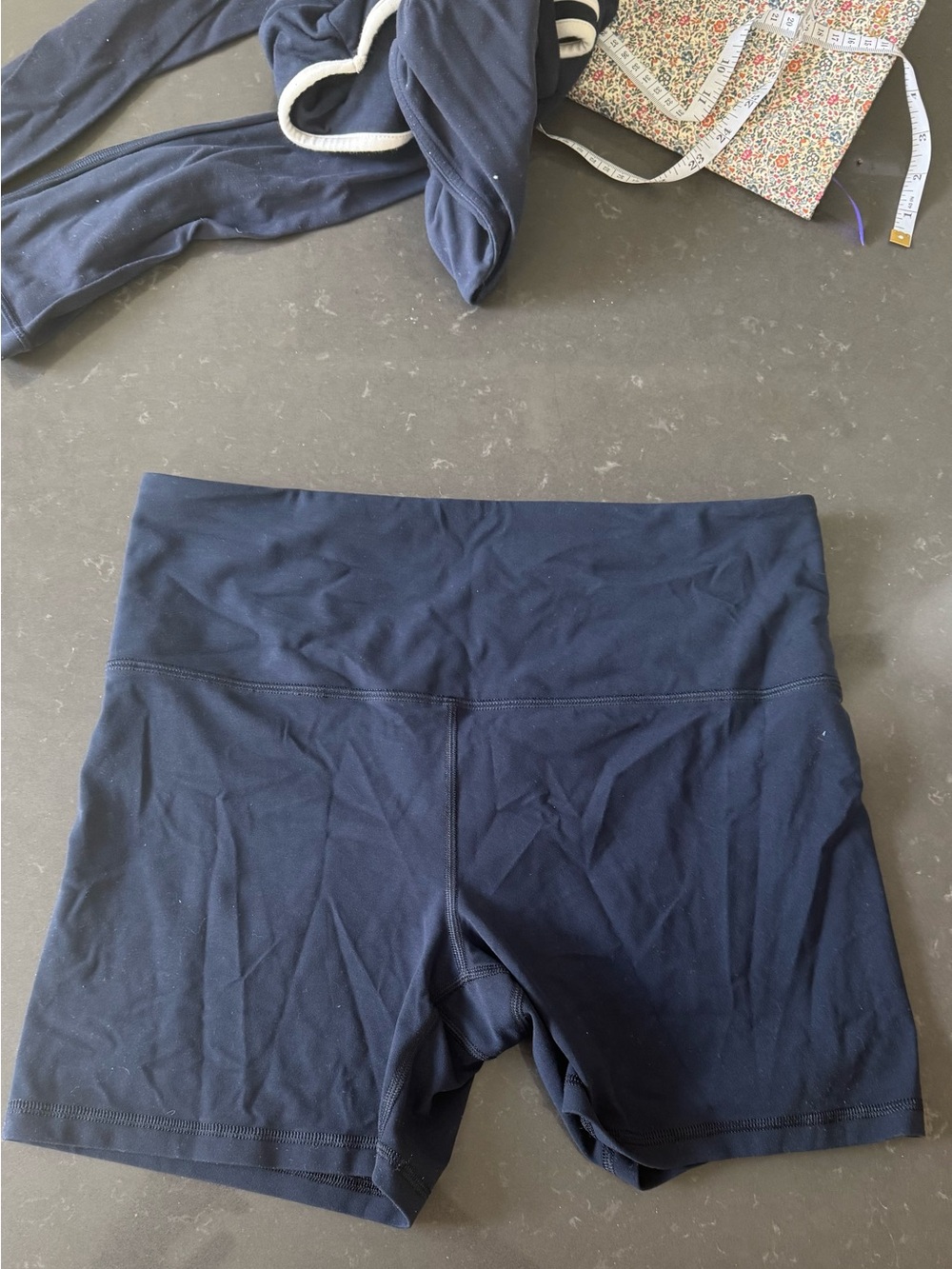 Athleta Navy High-Rise Bike Shorts